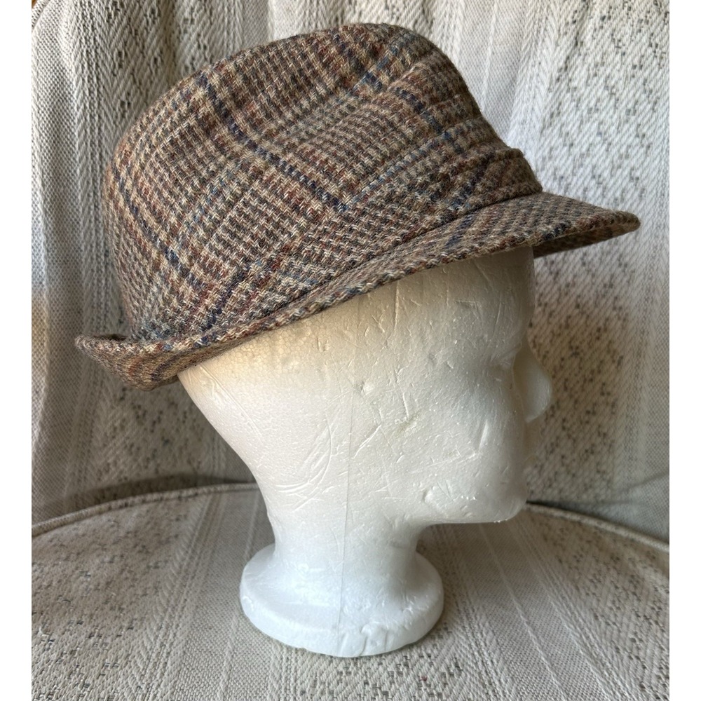 Vintage Dobbs Fifth Avenue New York Mens Wool Tweed Fedora Hat Plaid Size 7 1/4